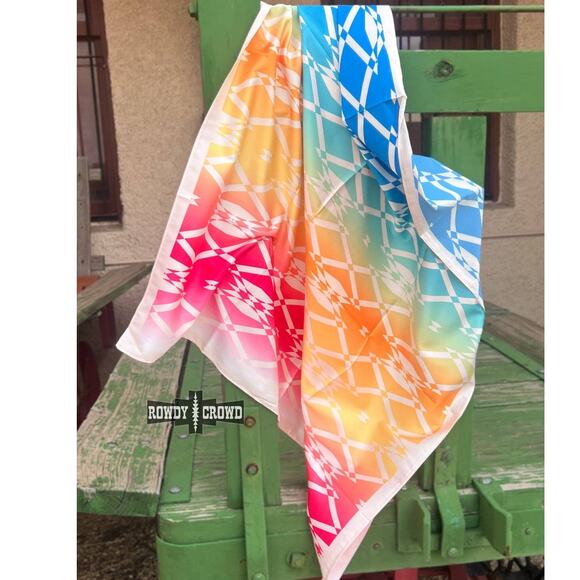 Rowdy Crowd Clothing Accessories - Aztec Rainbow Western Southwestern Wild Rag Scarf Accent